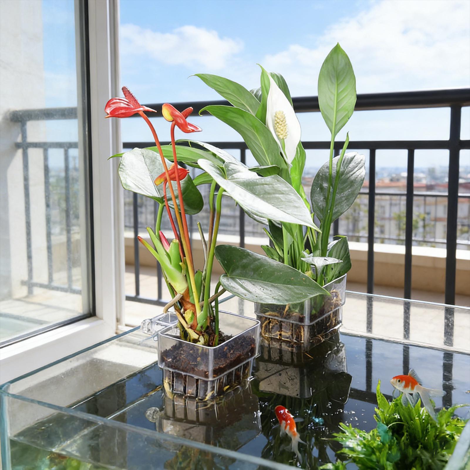 Aquarium Plant Basket Transpar - Plant Aquarium Pot ulasan dan harga