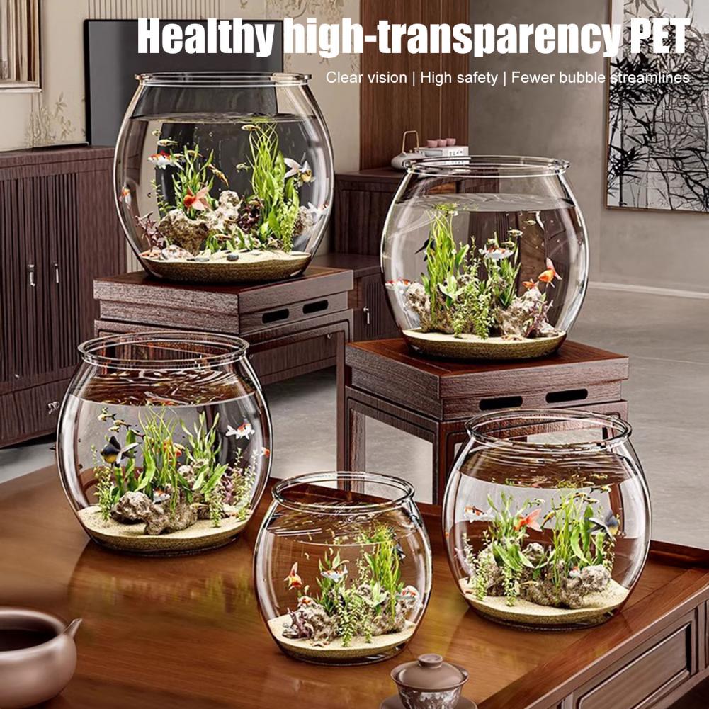 Clear Plastic round Fish Bowl  - Plant Aquarium Pot ulasan dan harga